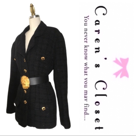 Cache Jackets & Blazers - Vintage Cache Black Boucle Blazer